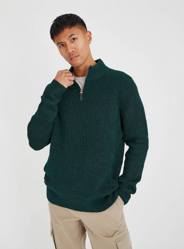 Green Quarter Zip Jumper L